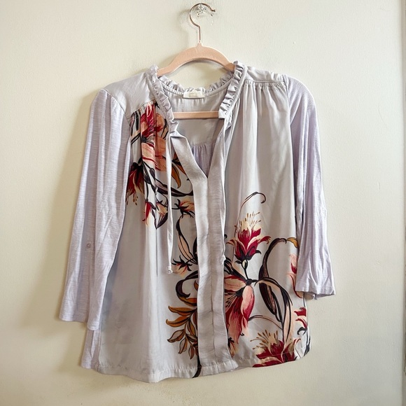 Anthropologie purple tie front blouse XS - Picture 1 of 4